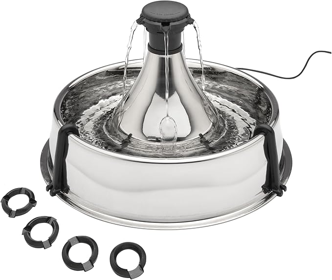 PetSafe Drinkwell Stainless Multi-Pet Fountain, red, 8 lb (PWW00-13705) | Customizable 1-5 Water Streams, Rust/Scratch-Resistant Stainless Steel, Carbon and Foam Filters Included