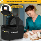 PAWZIDEA Portable Small Dog Crate for Car Travel up 33lbs, Enclosed Dog Car Seat Soft-Sided, Escape-Proof Reversible No-Zip Canopy, Foldable Pet Carrier Seatbelt for Small Medium Puppies & Cats Kennel