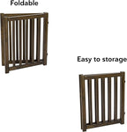 LZRS Wooden Free Standing Foldable Dog Gate Indoor – Solid Hard Wood 40" W x 24" H, Step-Over Safety Pet Gate for Doorways, Stairs & Small Spaces - Indoor Use, Walnut