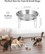Elevated cat Bowl 2PC, 6.3" Wide Raised Cat Bowl | Stainless Steel Cat Food and Water Dishes, Small Dog Bowl, Whisker Friendly, Anti-Vomiting, Neck Stress-Free Bowl Stands