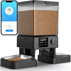 oneisall 5G WiFi Automatic Cat Feeder for 2 Cats, App Control, 20 Cups/5L | Timed Meals, Feed Now, Feeding Logs, Slow Feed, Precise Portions, 10s Voice Recorder, Family Sharing, Stainless Steel Bowls