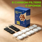 KOOGMOON Official 12 Pcs Replacement Automatic Cat Water Fountain Filters | 6 Filters & 6 Pump Filter Sponges, Compatible with GIOTOHUN/HOOISE/ATMZIQXR/UMOCUOY/IHOUONE Pet Water Fountain, 3 Months Set