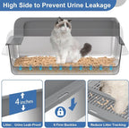 XXXL Stainless Steel Sifting Litter Box with Lid, 28'' L × 20'' W Extra Large Sifting Cat Litter Box for Pine Pellets & Big Cats & Multiple Cats, Metal Pellet Sifter Litter Pan System for Odor Control