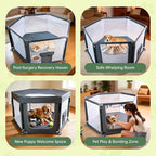 55x55x27.5 in Sturdy Dog Playpen Indoor, Heavy Duty Puppy Play Pen with Removable Zipper Top & Easy-Detach Washable Bottom, Secure Playpen for Dogs