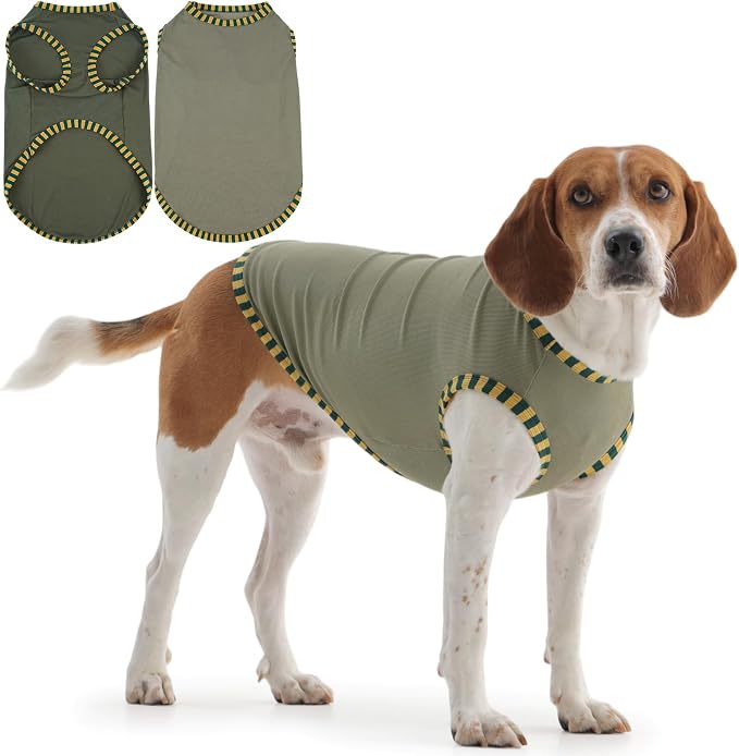 IECOii 2 Pack Dog Surgery Recovery Shirt Sleeveless Lightweight Dog Tshirt | T-Shirts with Stretch Fit,Gentle on Sensitive Skin,Anti-licking for Hot Spots,Shedding Control Tee,For Small to Giant Dogs