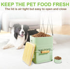 Dog Food storage container Dog Treats Jar,5~6 lb Metal food treats tin for Dog, pet snacks Canisters with wooden lid/handle/sevice scoop-Green
