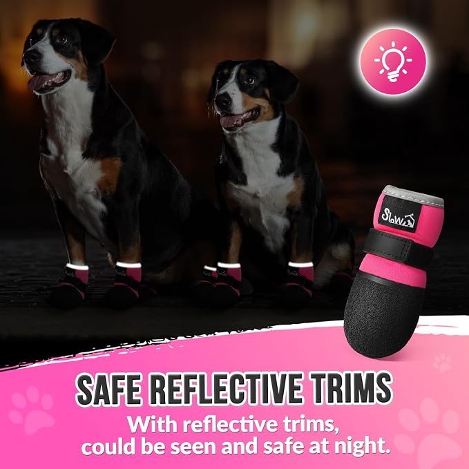 SlowTon Dog Shoes - Breathable Dog Sock Boots for Summer Hot Pavement Hardwood Floors Winter Snow, Waterproof Booties for Small Medium Large Dogs, Non-Slip Paw Protector for Outdoor Walking (FU, 3)