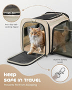 MIDOG Cat Carrier Soft for Small-Medium Cats Up to 25lbs, Airline Approved | Expandable Square Design,Comfort & Breathable Window,Equipped with anti-slip lock zippers and an internal safety leash