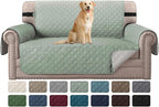 H.VERSAILTEX Reversible Loveseat Cover Water Resistant Loveseat Slipcover Washable Loveseat Couch Cover with Non Slip Elastic Strap Furniture Protector for Kid Dog Pet(Loveseat, Desert Sage/Beige)