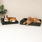 EHEYCIGA Large Dog Bed Memory Foam for Crate, Orthopedic Dog Bed Large Size Dogs with Washable Removable Cover, Waterproof Pet Sofa Couch with Nonskid Bottom, 35x22x6, Dark Green