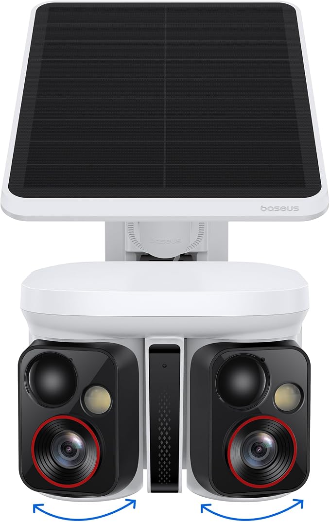 Baseus X1 Pro 3K Dual-Lens AI Solar Camera Outdoor Wireless, No Monthly Fee | 300° AI Tracking, 150-day Battery, IP65, Local Storage up to 512GB, AES+RSA, Color Night Vision, 8x Zoom, Privacy Zones