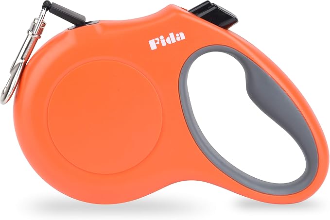 Fida Retractable Dog Leash, 10ft Heavy Duty Pet Walking Leash for X-Small Dogs or Cat up to 18 lbs, Tangle Free. One-Hand Brake (X-Small, Orange)
