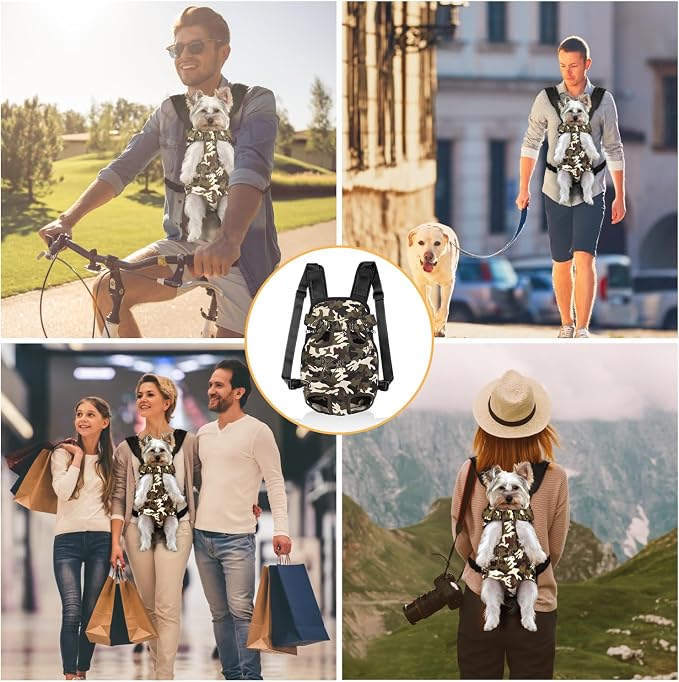 YUDODO Pet Dog Carrier Backpack Adjustable Front Carrier for Small Dog Cat | Legs Out Design, Easy-Fit Travel Backpack, Hiking and Walking, Durable Comfortable, Perfect for Outdoor, Camouflage green, L