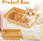 Tessco for you 30 Pack Disposable Cat Litter Boxes, Plastic Leakproof Litter Trays for Cats, Disposable Travel or Temporary Litters Pan for Kittens and Small Pets, 16.7 x 10.5 x 3.4 Inch(Light Brown)