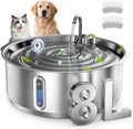 Invengo 8L/270oz Quiet Stainless Steel Dog Water Fountain, 2 Filters | 50% Thicker 6mm Steel, Dual Filters, 6-Layer Deep Purification, Under 25dB Whisper-Quiet Operation, 2 Flow Modes
