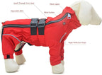 Lovelonglong Waterproof Dog Raincoat – 4-Leg Full Body Dog Rain Suit with Reflective Strips & Leash Opening, Outdoor Dog Jacket for Rainy Weather
