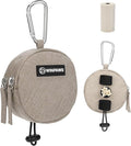 Dog Poop Bag Holder for Leashes- Dog Treat Pouch with Waterproof Zipper,Puppy Training Small Bag with Carabiner & Bungee Toggle,Two Pockets for Dry or Wet Treats-Pet Travel Walking Essentials (Khaki)