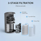FULMINARE Air Purifiers for Bedroom H13 True HEPA Air Filter (Gray) | Remove Pet Hair, Smoke, Odors，Quiet Air Cleaner With Night Light, Portable Small Air Purifier for Home, Office, Living Room