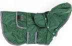 Wilderdog Dog Jacket Waterproof Raincoat with Breathable Interior, Removable Hood, Torso Strap, Secure Closures, Back Pocket and Two Hanging Loops, Foldable into Back Pocket