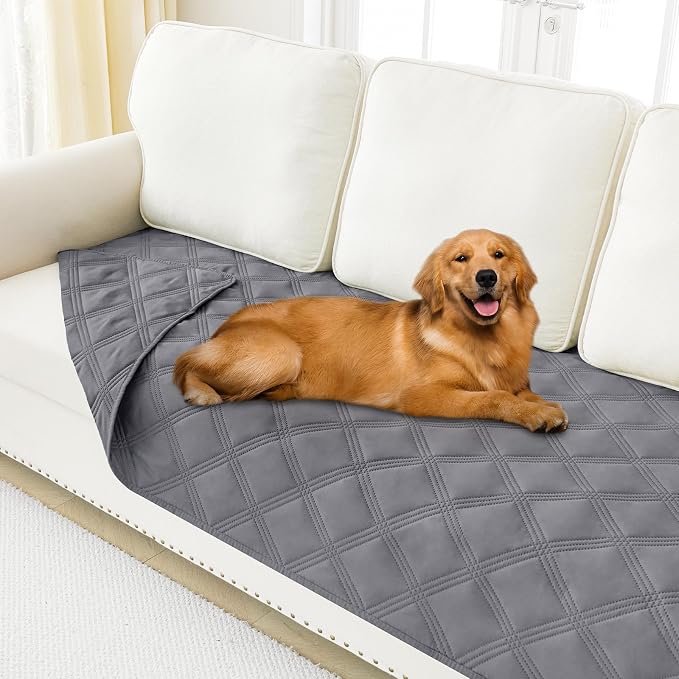 Smiry Waterproof Dog Bed Cover, Reversible Pet Blanket for Sofa Couch | Soft Washable Dog Blanket, Leakproof Couch Cover for Dogs Cats & Furniture Protection, 40x90, Grey/Grey