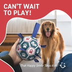 QDAN Large Dog Toys, 8 Inch Durable Balls for Dogs, Soccer Ball with Straps | Outdoor Herding Balls for 30-90 lbs Aggressive Chewers, Interactive Soccer Toy for Tug of War, Dog Ball to Keep Them Busy