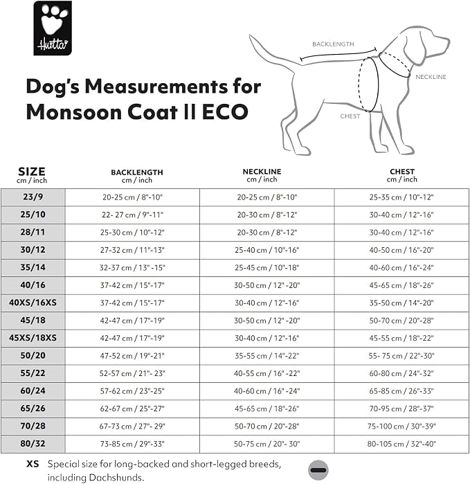 Hurtta Monsoon Coat II ECO, Wet Weather Dog Raincoat Coat, Desert, 9 in