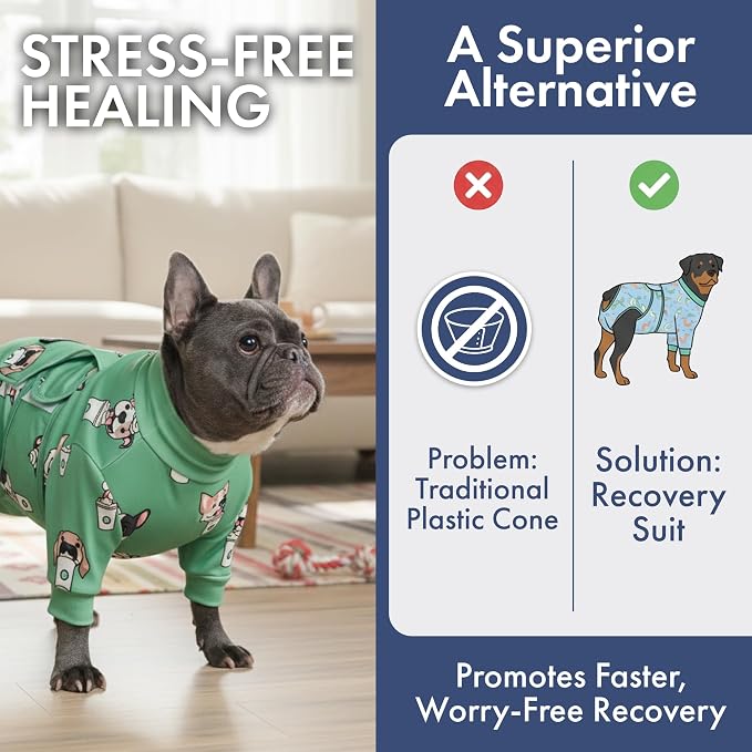 Spark Paws Dog Surgery Recovery Suit – Dog Recovery Suit After Surgery, Anti-Lick Dog Onesie, Abdominal Wound Protector, Soft Cone Alternative for Spay Neuter Male Female Pet Recovery - Pup Cup - 2XL
