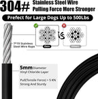 jenico Dog Tie Out Cable: 15ft Dog Lead for Yard - Heavy Duty Chain Leash Outside for Small Large Dogs Up to 500 lbs - Outdoor Runner Tether (Black)
