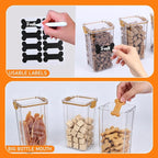 3Pack Pet Food Storage Containers, Airtight Dog Food Storage Container with Locking Clips, Dog Treat Container with a Stickers & Pen for Customizing, for Pet,Bird Seeds,Dog & Cat Treats(Golden)