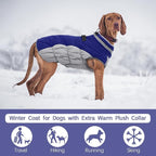 FUAMEY Dog Coat for Medium Dogs, Fleece Dog Winter Jacket with Harness | Puppy Cold Weather Coats Reflective Pet Puffer Vest with Zipper Water-Resistant Warm Dogs Snowsuit Windproof Blue M