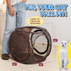 Pop Up Cat Tent Cube 24x22x20” – Indoor/Outdoor Cat Play Tent with Mesh Sides & 14” Entry – Connects to Cat Tunnel – Foldable Cat House + Bonus Snarky Cat™ Digital Sticker & GIF Pack