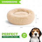 Whiskers & Friends Cat Beds for Indoor Cats, Fluffy Cat Bed Small to Large | Orthopedic Soft Plush Calming Donut Bed, Washable Round Pet Bed, Sized for Kitten to Large Cats & Puppy to Small Dogs