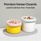 Donut Bowl Elevated Ceramic Cat Bowl with Stand, Raised Whisker-Friendly Bowl for Cats & Small Dogs, Patented Donut Design, Made in Korea (2.8" H -Blue)