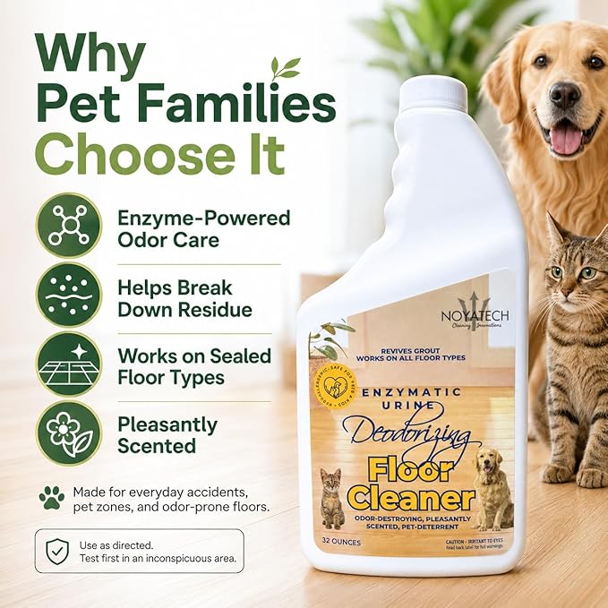 NOYATECH Pet Floor Cleaner, Enzyme Dog and Cat Urine Odor Remover, Gallon
