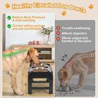 COMESOON Elevated Dog Bowls, 4 Height Adjustable Raised Bowl Stand with 2 Thick 50oz Stainless Steel Food Bowls Non-Slip Feeder Adjusts to 3.7'', 9.2'', 10.75'', 12.36'' Black, (DB-W01)