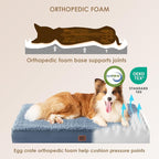 EHEYCIGA Orthopedic Dog Bed Large with Removable Washable Cover,35x23 | Egg Crate Foam Support,Durable Oxford fabric,Non-Slip Bottom,Machine Washable,Soft Waterproof Plush Pet Bed Mat For Crate