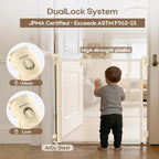SPACEANY Retractable Safety Baby Gate or Mesh Dog Gate,Durable Portable Mesh Retractable Gate,Easy to Use for Stairs, Doorways, Hallways, Indoor, Outdoor, 33.5" Tall, Up to 55" Wide, Cream