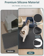 Extra Large Cat Litter Mat, Waterproof Litter Mat, 51.2 x 25.6 in | Silicone, Raised Edge Desgin, Waterproof, Traps Litter Water Dirt, Easy Clean Non Slip Floor Protector