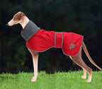 Geyecete Dog Winter Coat Greyhound Raincoat Fabric with Lamb Velvet Inside Outdoor Dog Apparel with Adjustable Bands for Medium, Large Dog-Red-XXXL