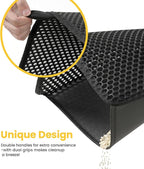 Cat Litter Mat, Upgrade Super Waterproof Back Layer Litter Box Mat, Non Slip, Durable, Soft on Paws Kitty Trapping Matt (46"x35", Black)