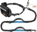 Kytely Hands Free Dog Leash with Zipper Pouch, Wide Padded Waist Dog Running Leash, Dual Padded Handles, Retractable Bungee for Walking Jogging Training Hiking