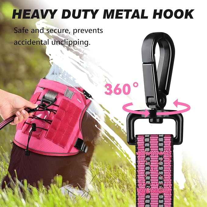 Double Handle Dog Leash with Poop Bag Holder and Car Seat Belt Buckle | Heavy Duty | Double Handle | with Poop Bag Holder | with Car Seat Belt Buckle | Reflective | Lightweight