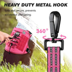 Double Handle Dog Leash with Poop Bag Holder and Car Seat Belt Buckle | Heavy Duty | Double Handle | with Poop Bag Holder | with Car Seat Belt Buckle | Reflective | Lightweight