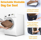 PETICON Waterproof Dog Car Seat for Small Medium Dogs, 6in Memory Foam | Pet Booster Seat for Dogs up to 26 lbs with Pockets, Detachable Washable Pet Carseat with Y-Shape Safety Belt