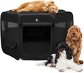 X-ZONE PET Dog Playpen Portable Pet Play Pens for Puppies, Cat, Rabbit, Chicks, Foldable Exercise Play Tent Kennel Crate, Indoor/Outdoor Travel Camping Black Medium