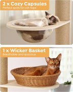 Veehoo Floor to Ceiling Cat Tree,106-123" Adjustable Tall Tension Cat Tower | 4.5" Sturdy Thickened Scratching Posts, Space-Saving, 7 Tier Climbing Pole, No Drilling, Corner Tree for Indoor Cat, Wood