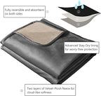 Ameritex Pet Bed Blanket Reversible 100% Waterproof Velvet Super Soft for Sofa and Bed (82x102 Inches, Light Grey+Beige)