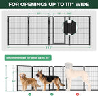 FXW Dog Gate, Extra Wide Adjustable for Openings Up to 111", 40" H | Flexible Space Control, Easy Walk-Through Access, 3 Panels + 1 Gate, For Medium & Large Dogs, Garage Use