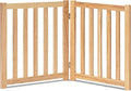 LZRS Wooden Free Standing Dog Gate 40" W x 24" H, Foldable Solid Hardwood Pet Safety Fence for House Doorways, Stairs, Hallways, Step-Over Pet Barrier, No Drill Easy Setup,Natural