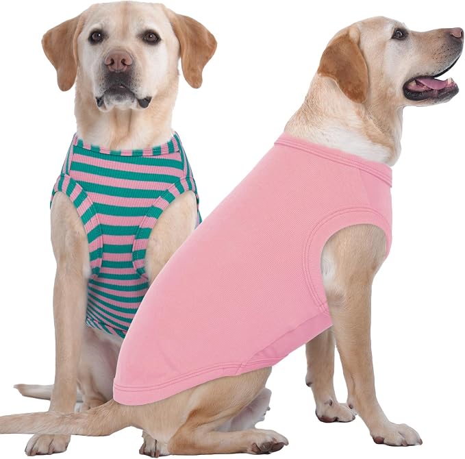 IECOii 2 Pack Dog Surgery Recovery Shirt Sleeveless Lightweight Dog Tshirt | T-Shirts with Stretch Fit,Gentle on Sensitive Skin,Anti-licking for Hot Spots,Shedding Control Tee,For Small to Giant Dogs